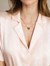 [Pink] SilkSilky-UK Short Sleeve Lapel Collar Women's Shirt 004