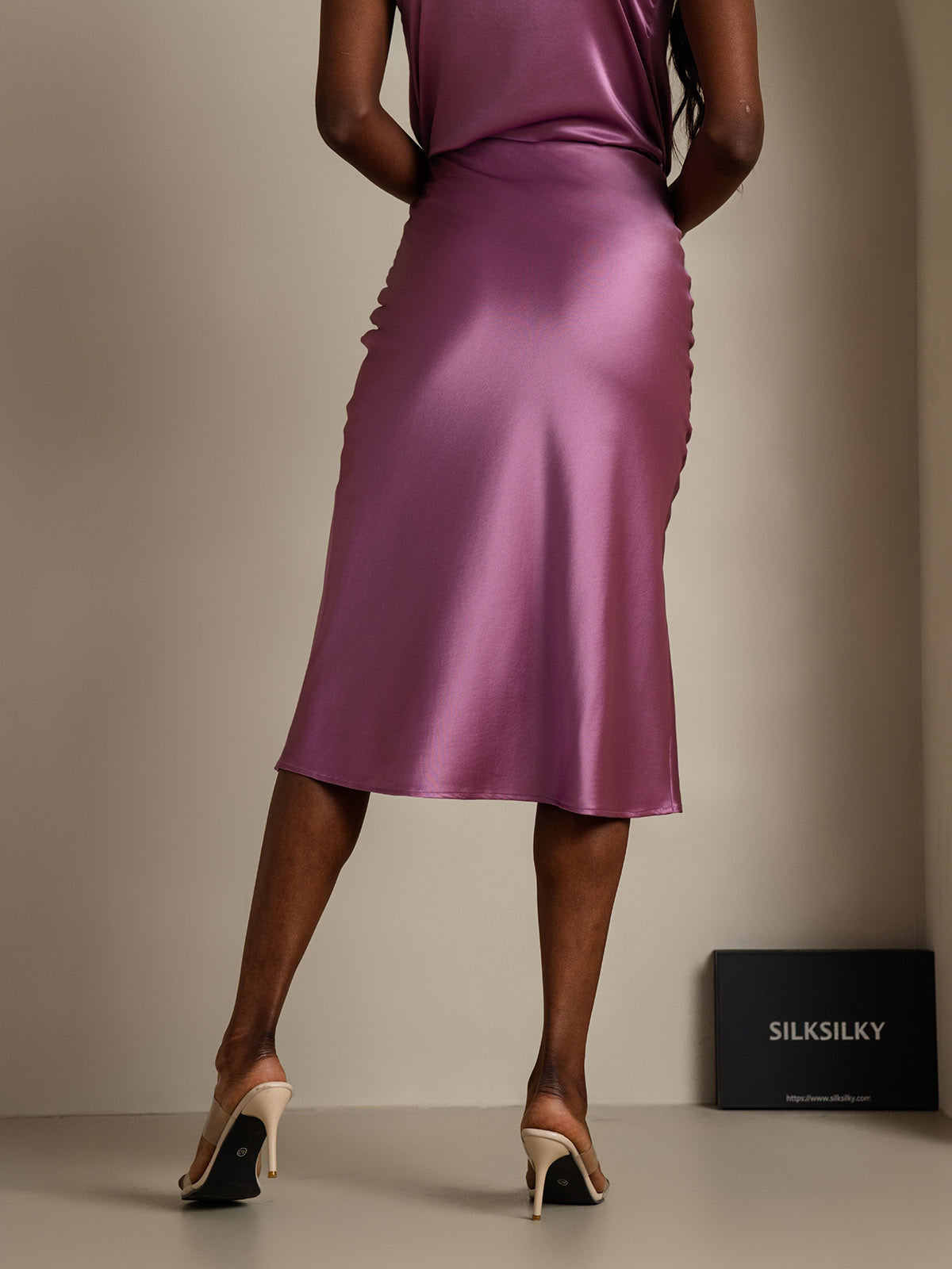 [Deep Purple] SilkSilky-UK 19Momme Pure Silk Skirt 002