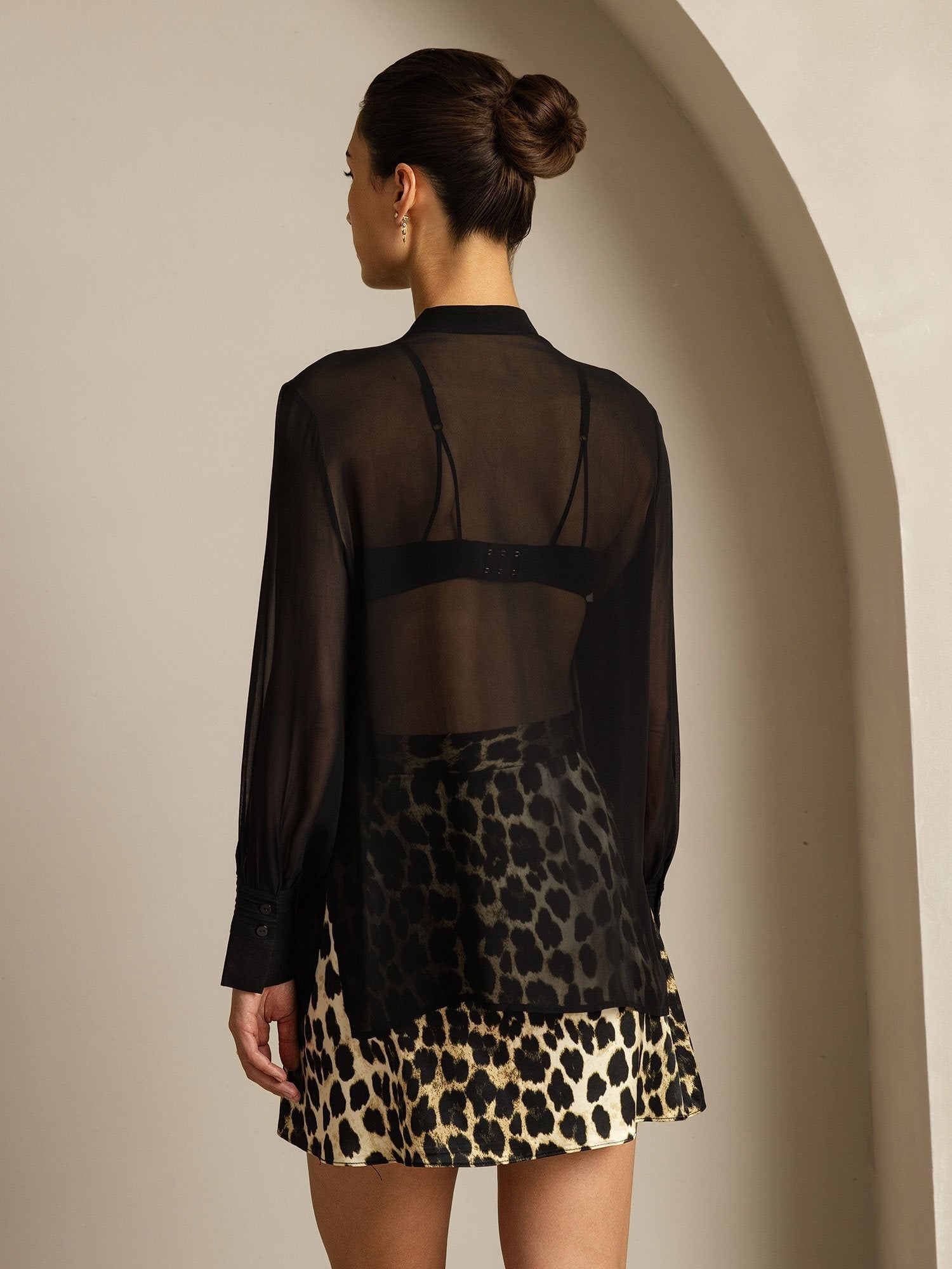 [Black] SilkSilky-UK Pure Silk Split Women's Shirt 002