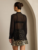 [Black] SilkSilky-UK Pure Silk Split Women's Shirt 002