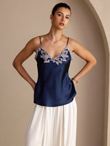 [Dark Blue] SilkSilky-UK Spaghetti Strap V Neck Camisole 003