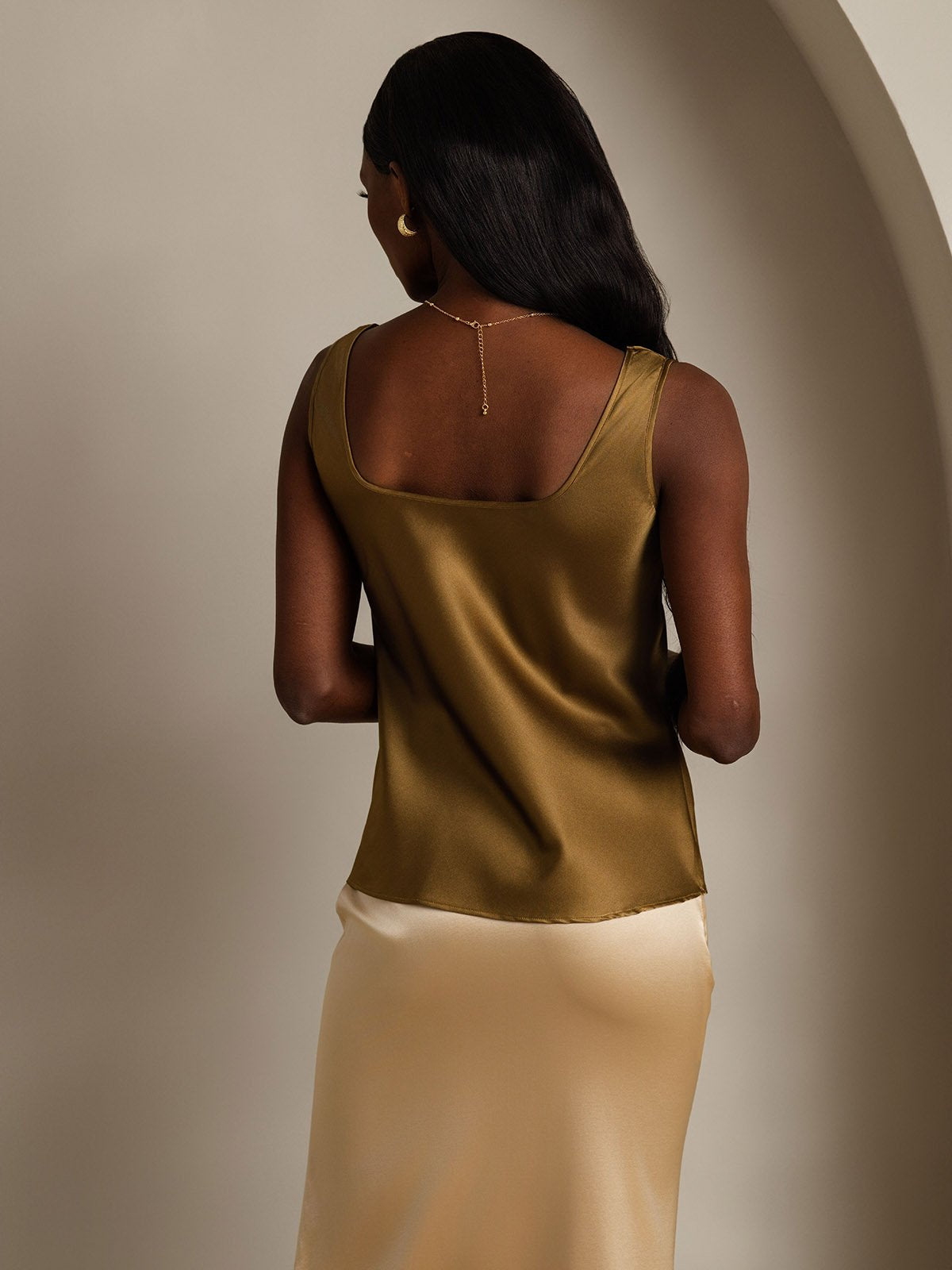 [Brown] SilkSilky-UK 19Momme Silk Sleeveless U Neck Camisole 002