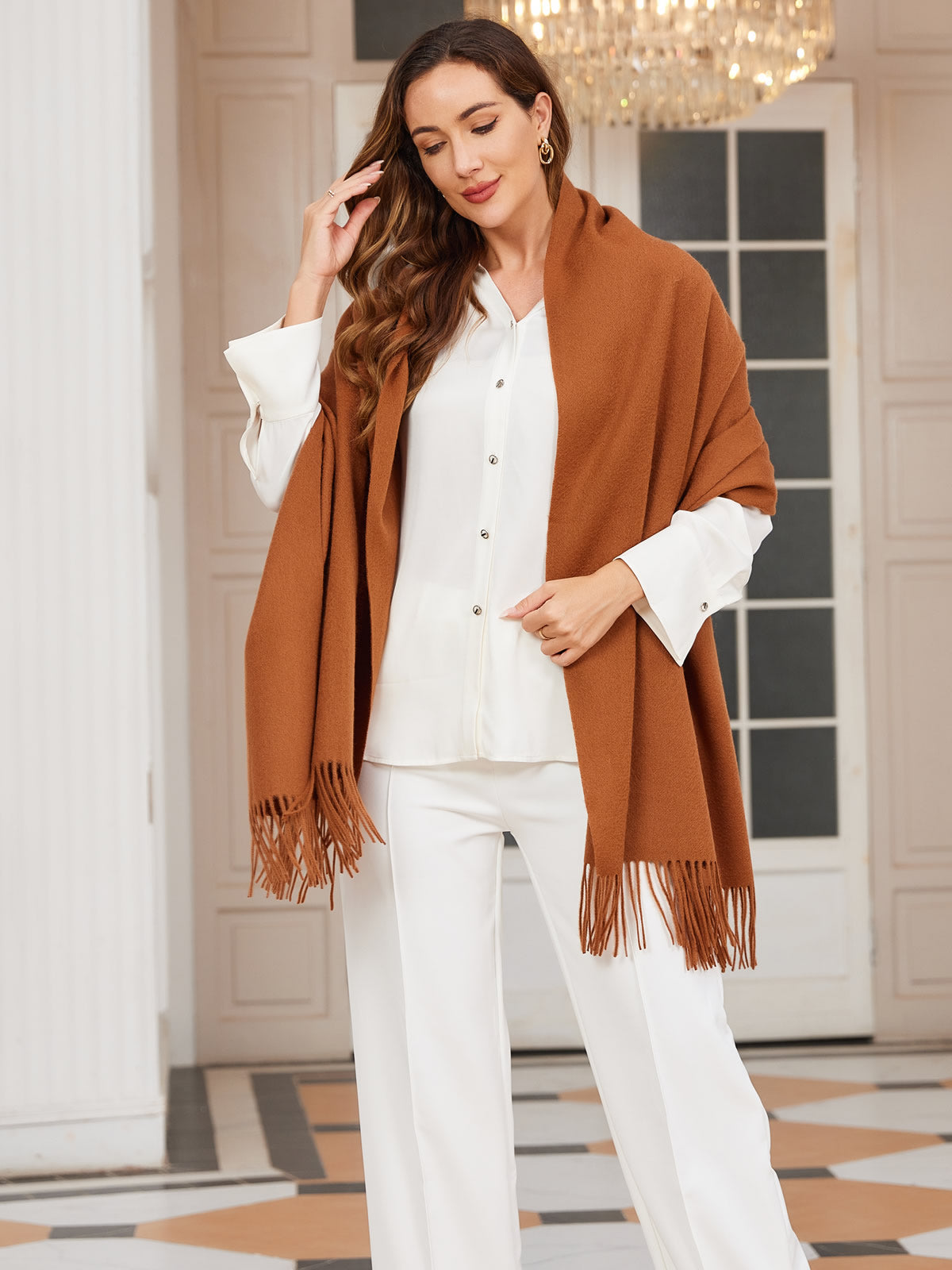 [Brown] SilkSilky-UK Wool Scarf 002