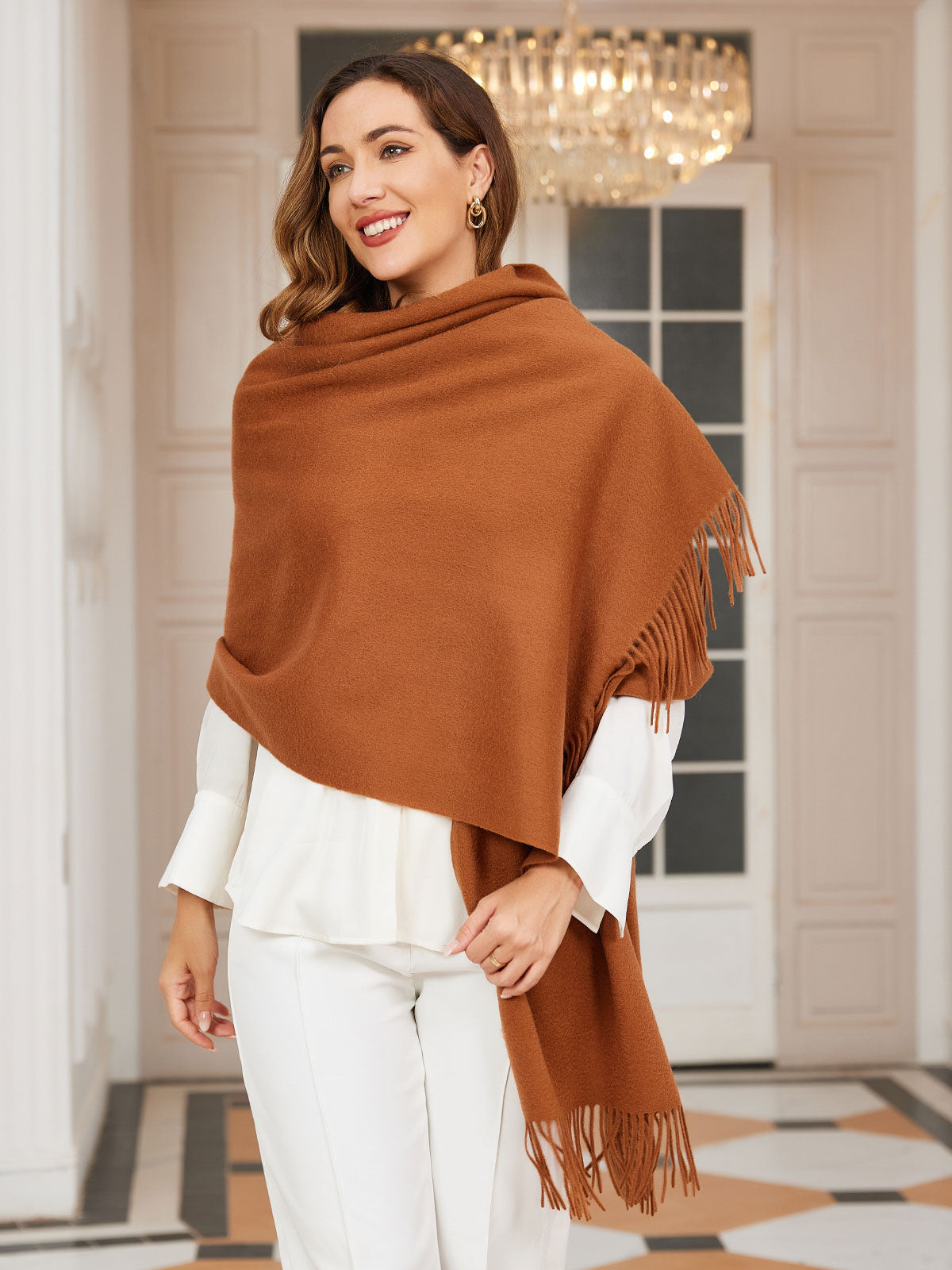 [Brown] SilkSilky-UK Wool Scarf 001