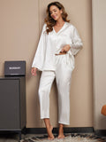 SilkSilky UK 22Momme Pure Silk Long Sleeve Womens Pajamas White 004