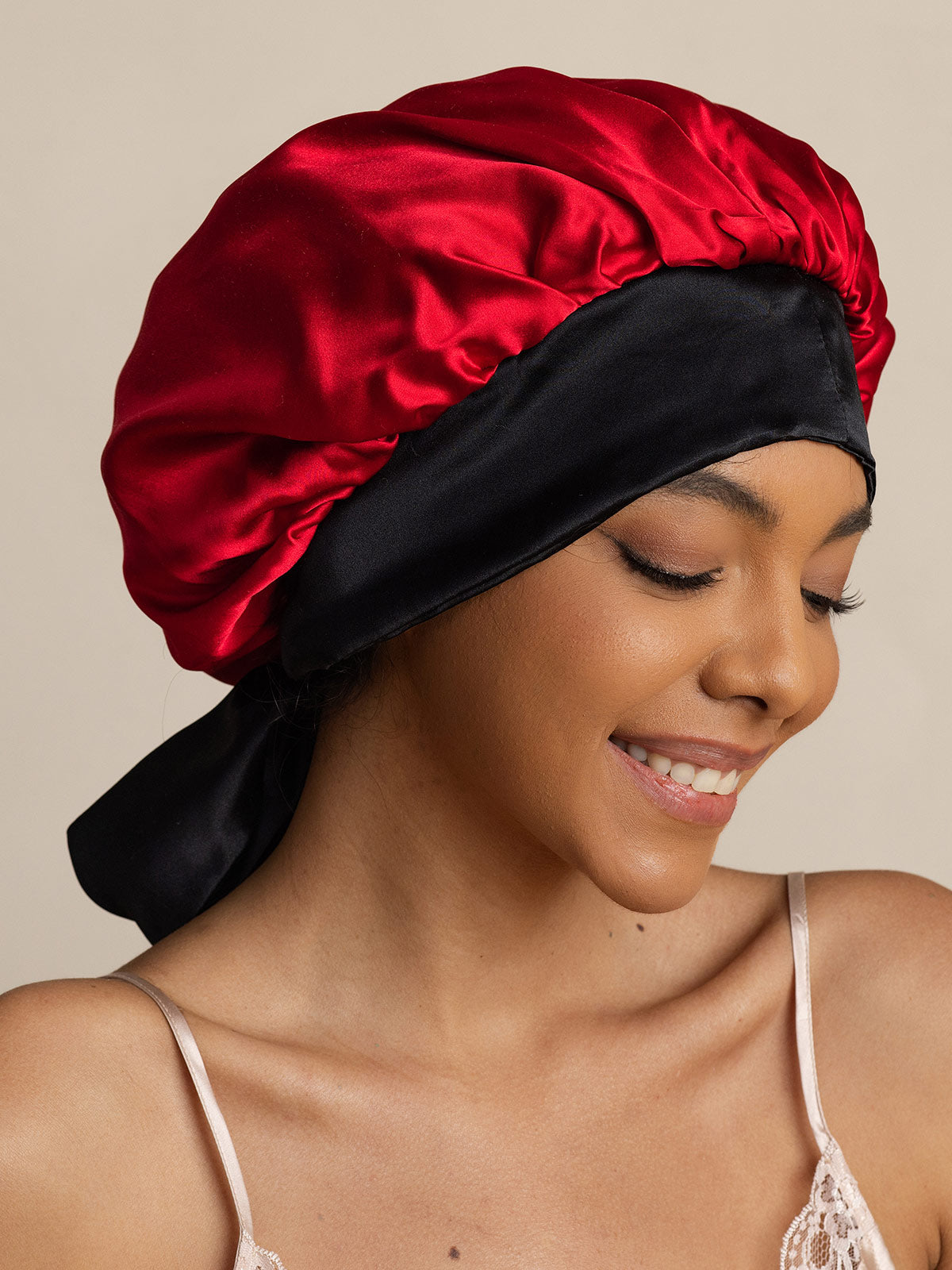 SilkSilky-UK Pure Silk Sleep Cap Wine 006