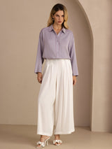 [Purple] SilkSilky-UK Long Sleeve Lapel Collar Blouse 007