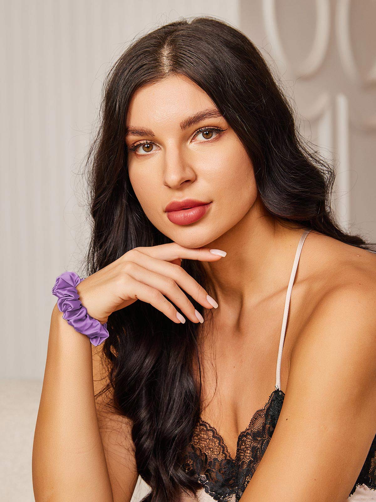 [Lavender] SilkSilky-UK Pure Silk Scrunchie 002,