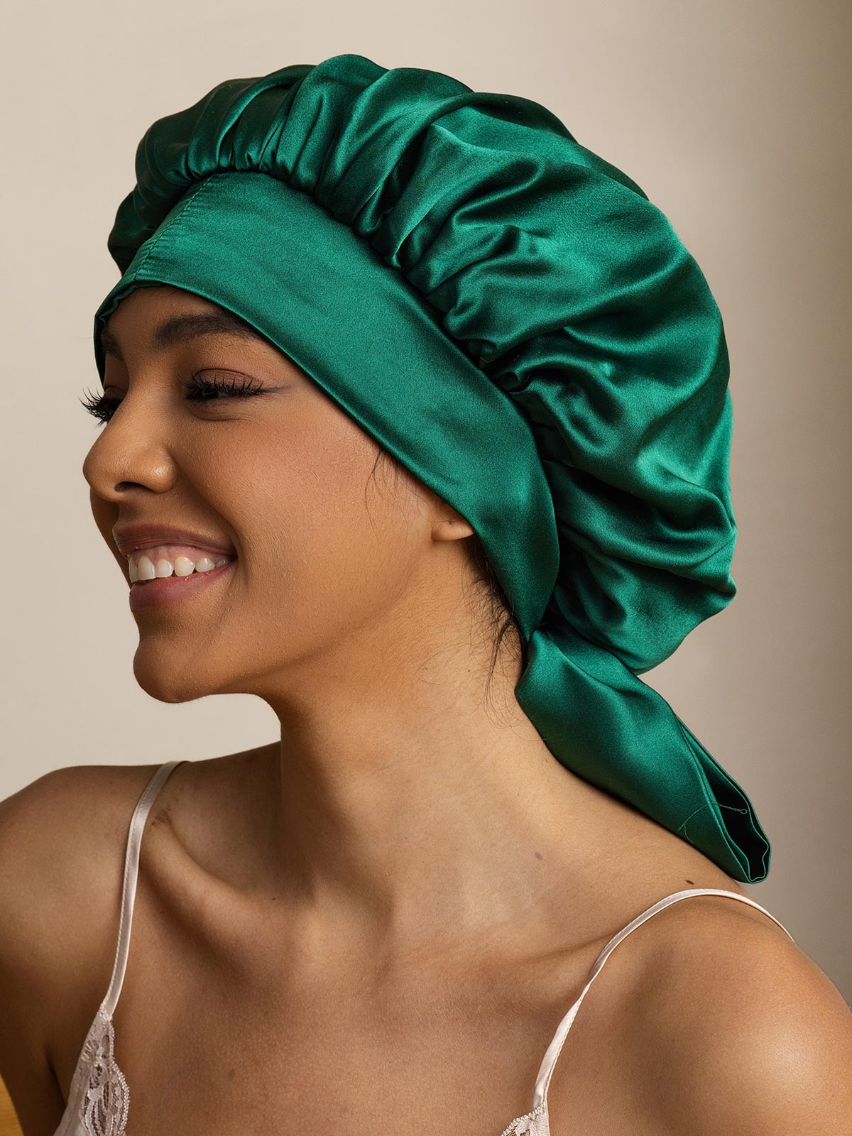 SilkSilky-UK Pure Silk Sleep Cap DarkGreen 002