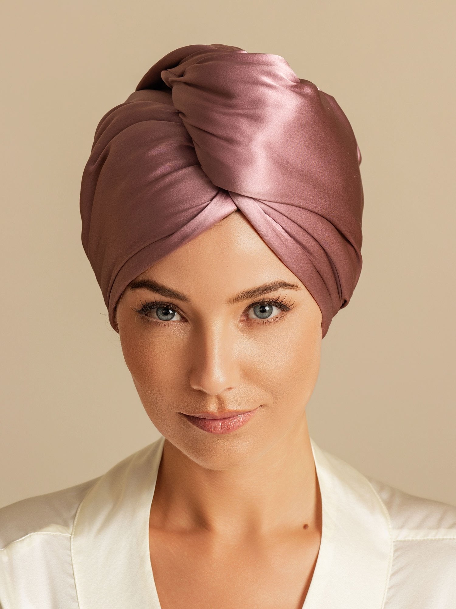 [Pale Mauve] SilkSilky-UK Pure Silk Wrap Hair Towel Wrap 003,