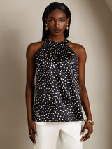 [Polka Dot] SilkSilky-UK 19Momme Silk Womens T-Shirt 003,