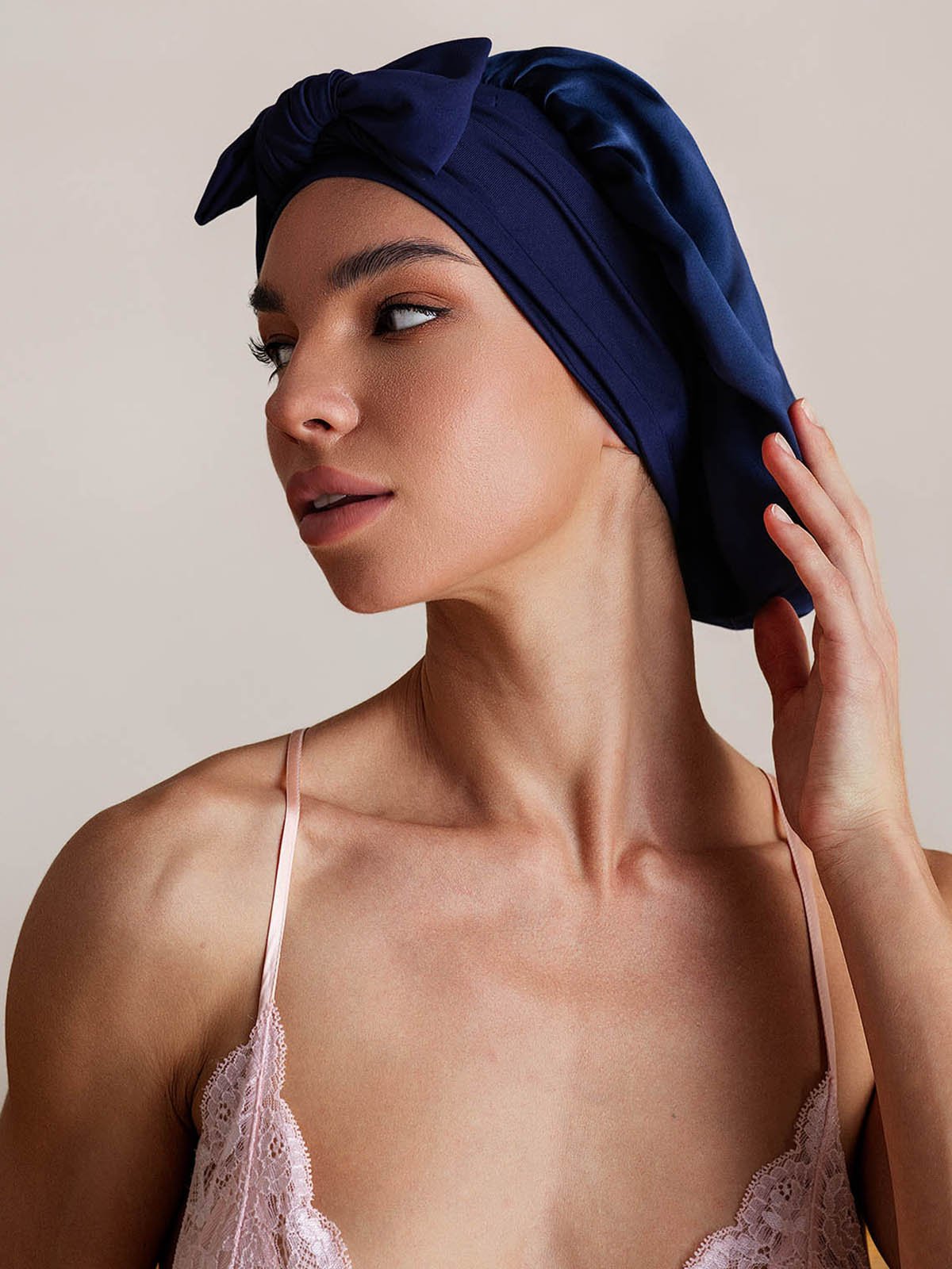 [Dark Blue] SilkSilky-UK Pure Silk Sleep Cap 002