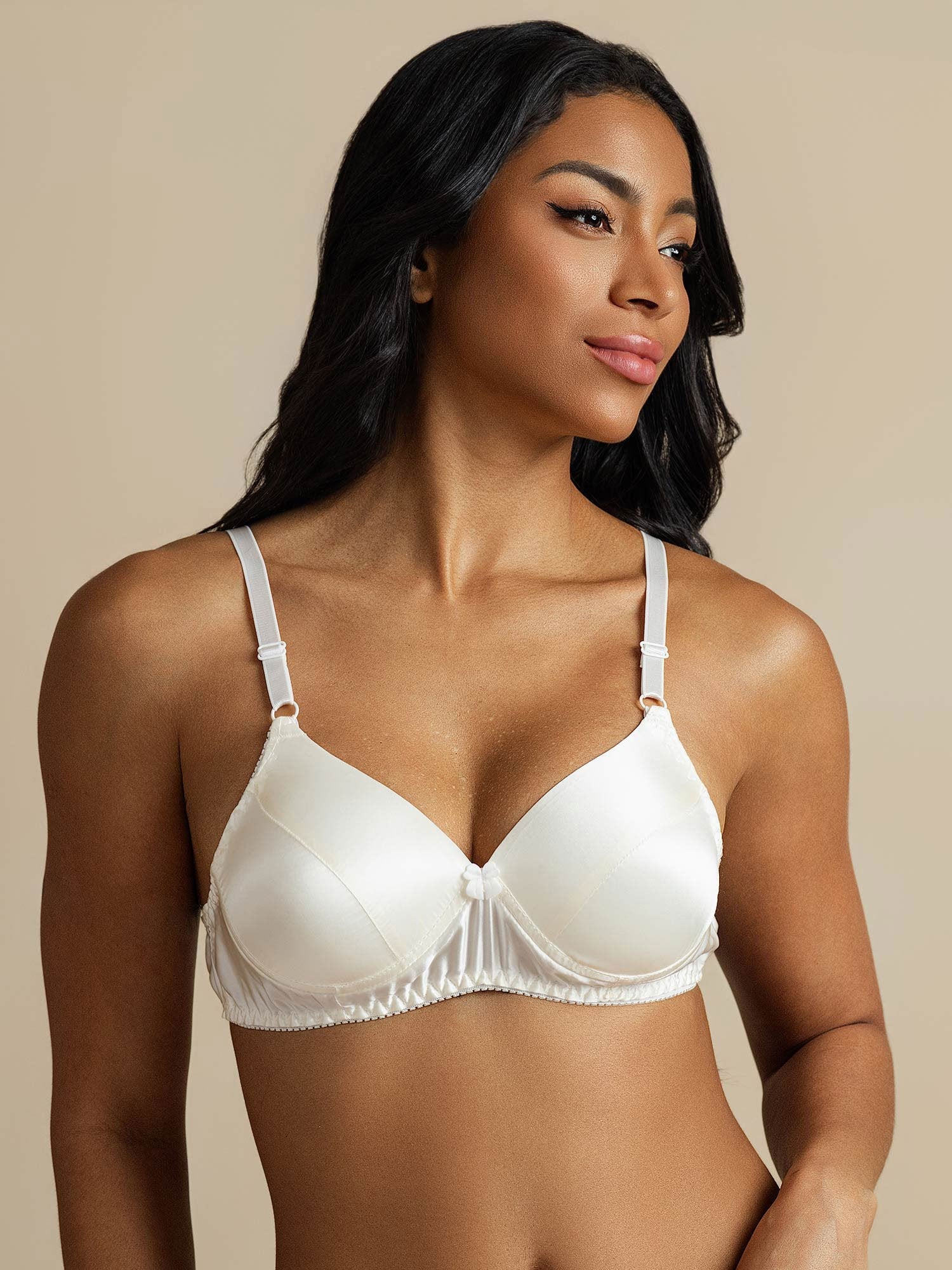 [White] SilkSilky-UK Pure Silk Bra 008,
