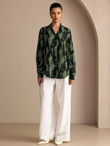[Black Moss] SilkSilky-UK Long Sleeve Lapel Collar Blouse 006