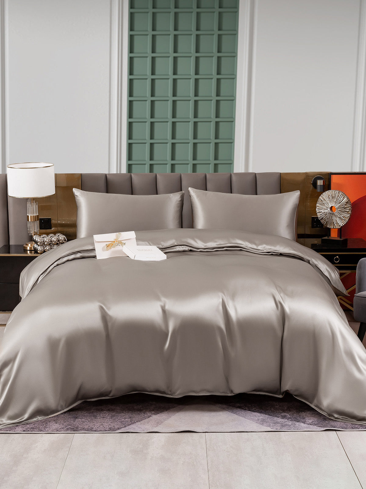 SilkSilky UK 25Momme Pure Silk Bedding Set Gray 002