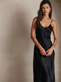 SilkSilky-UK Pure Silk Sleeveless Round Neck Dress Black 003