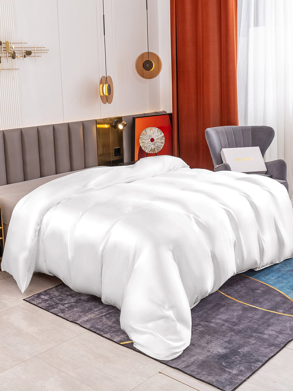 SilkSilky-UK 19Momme Pure Silk Duvet Cover White 001