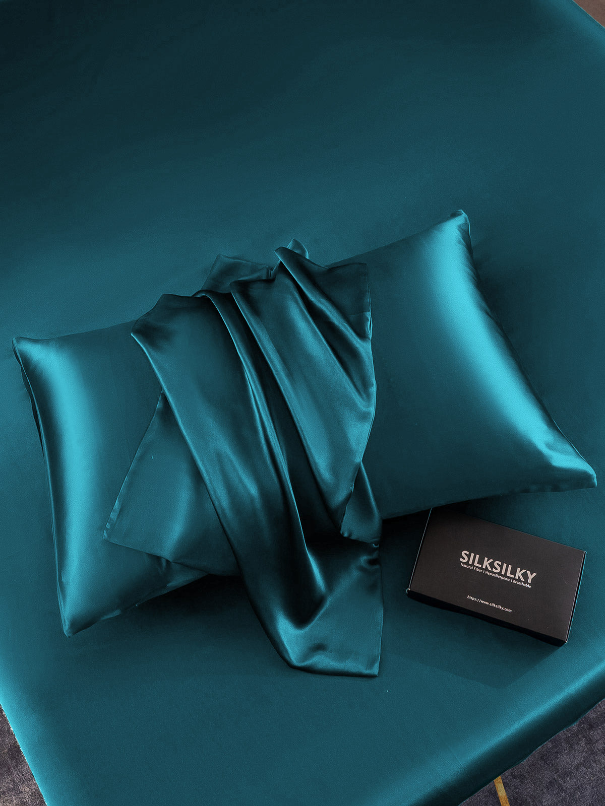 SilkSilky UK 22Momme Pure Silk Pillowcase Teal 006