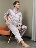 SilkSilky UK 19Momme Pure Silk Long Sleeve Lapel Men's Pyjamas PaleMauve 006