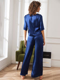 SilkSilky-UK-Pure-Silk-Half-Sleeve-Round-Neck-Women's-Pyjamas-Dark-Blue-002