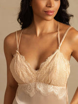 [Light Pink] SilkSilky-UK Spaghetti Strap V Neck Nightdress 004
