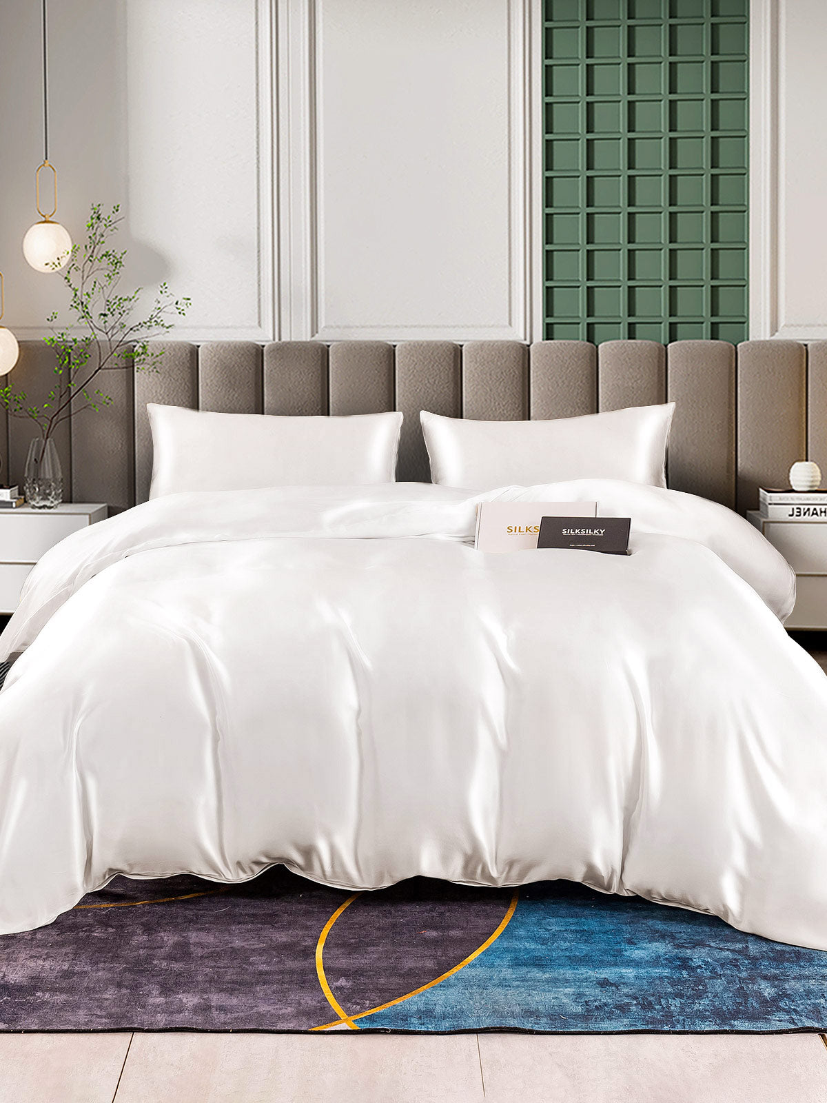 [White] SilkSilky-UK 25Momme Bed Linen Set 001