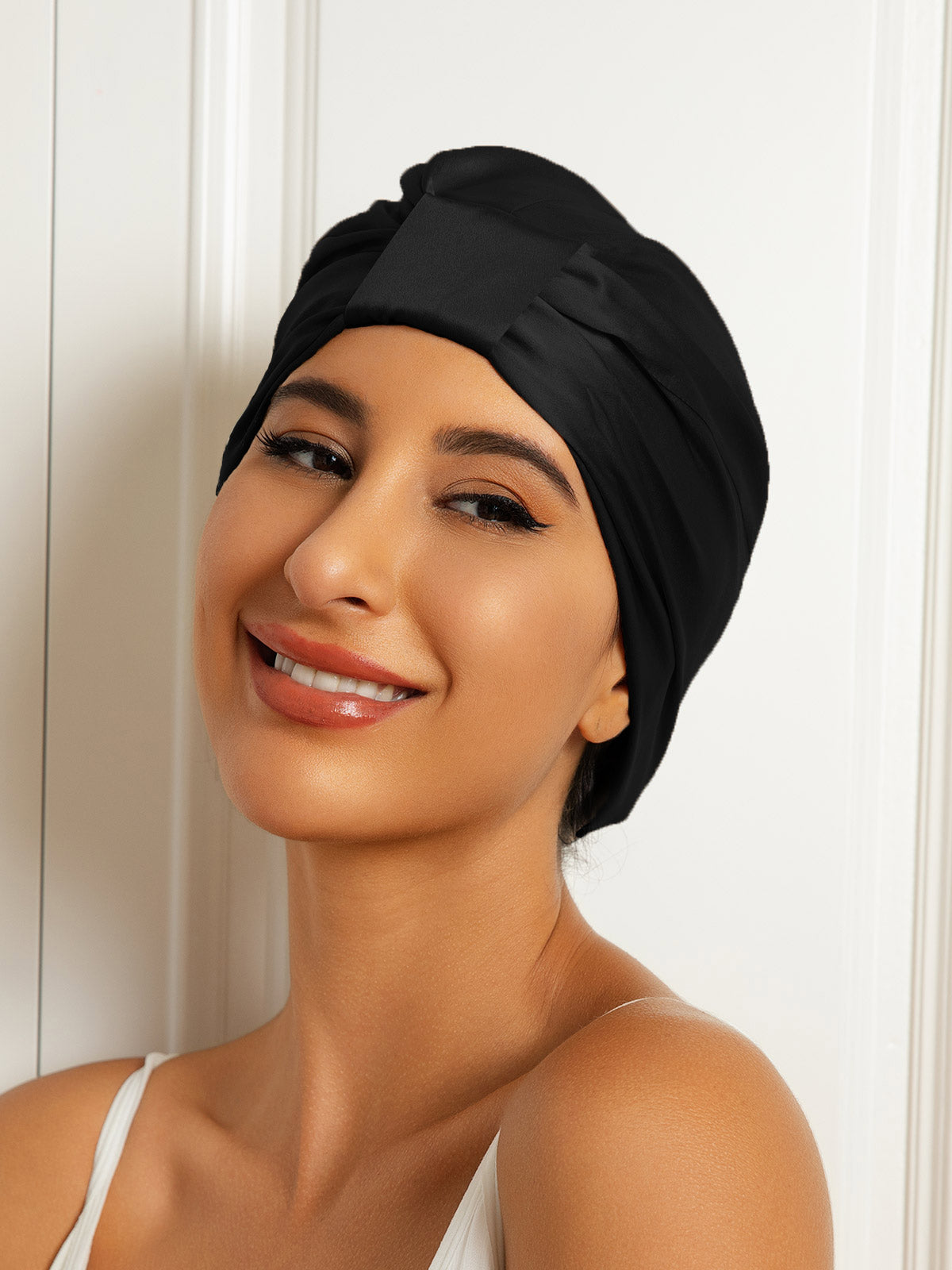 SilkSilky-UK Pure Silk Sleep Cap Black 001