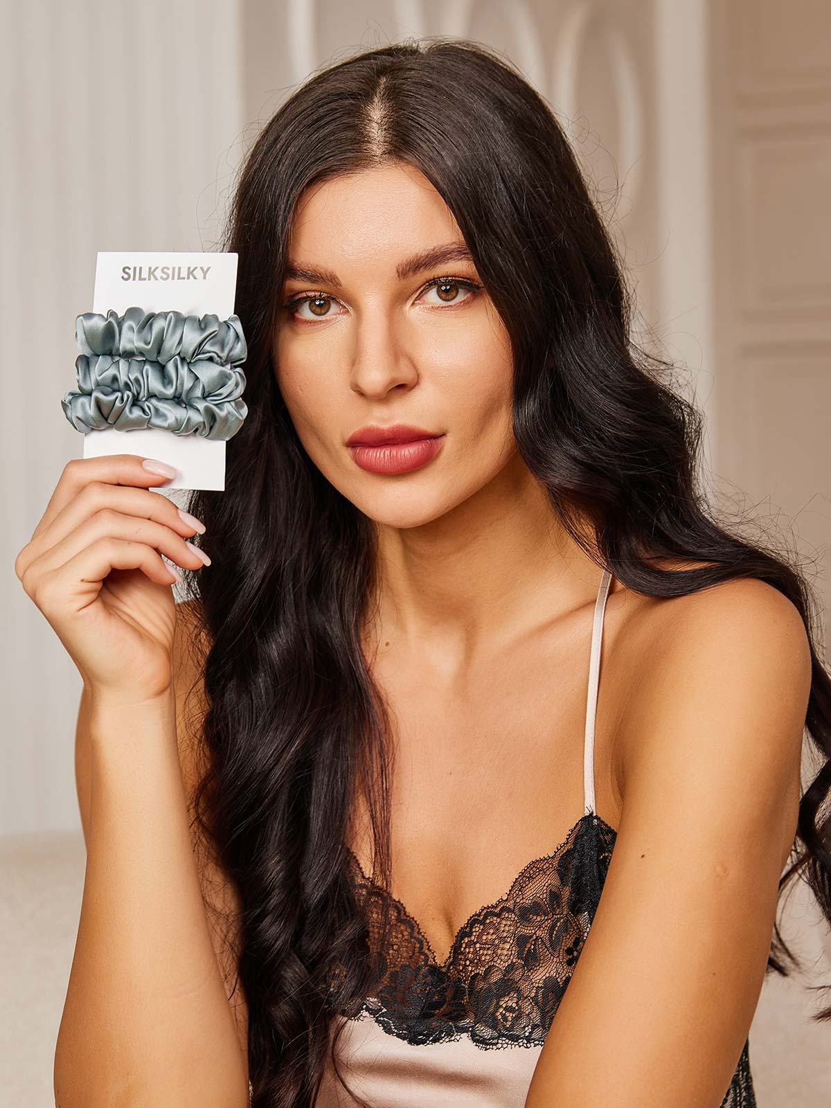 [Steel Blue] SilkSilky-UK 19Momme Pure Silk Scrunchie 001