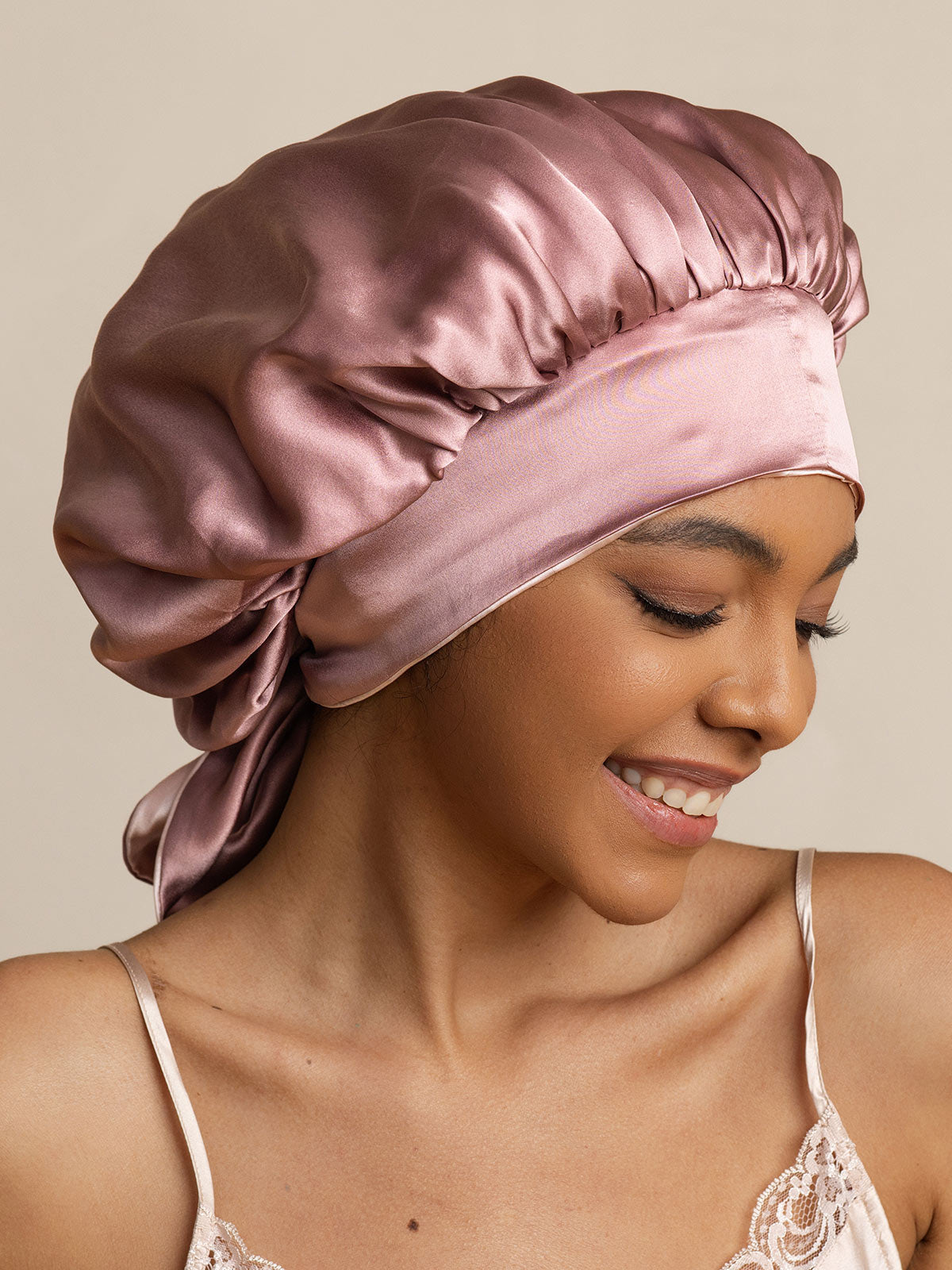 SilkSilky-UK Pure Silk Sleep Cap PaleMauve 003