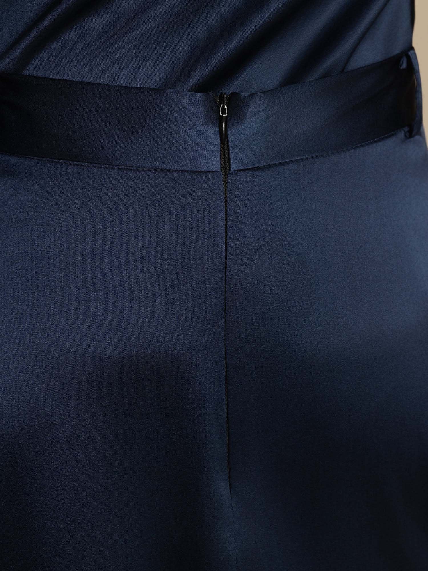 [Dark Blue] SilkSilky-UK 19Momme Stretch Silk Charmeuse Skirt 008
