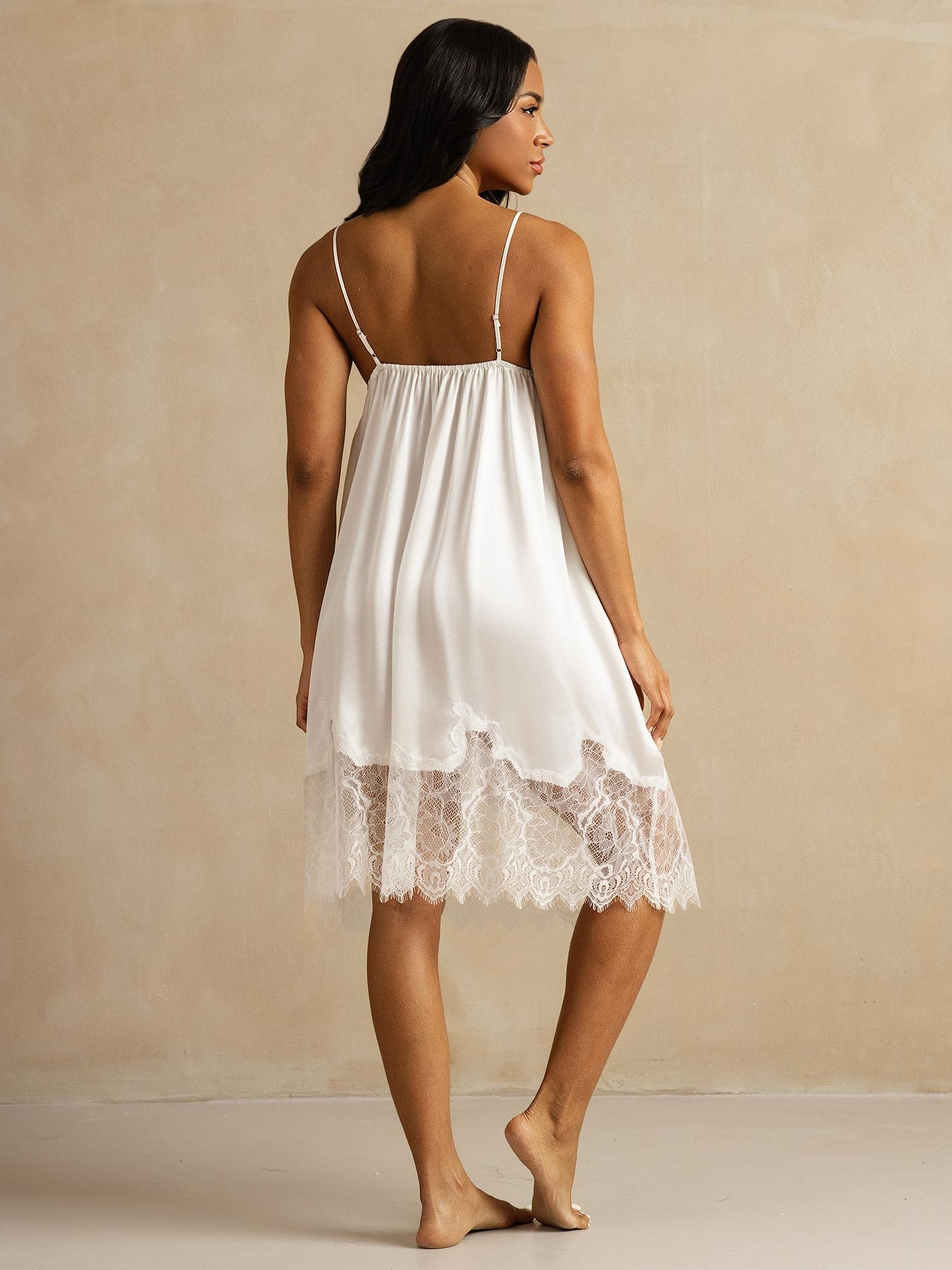 [White] SilkSilky-UK Pure Silk Nightgown 002