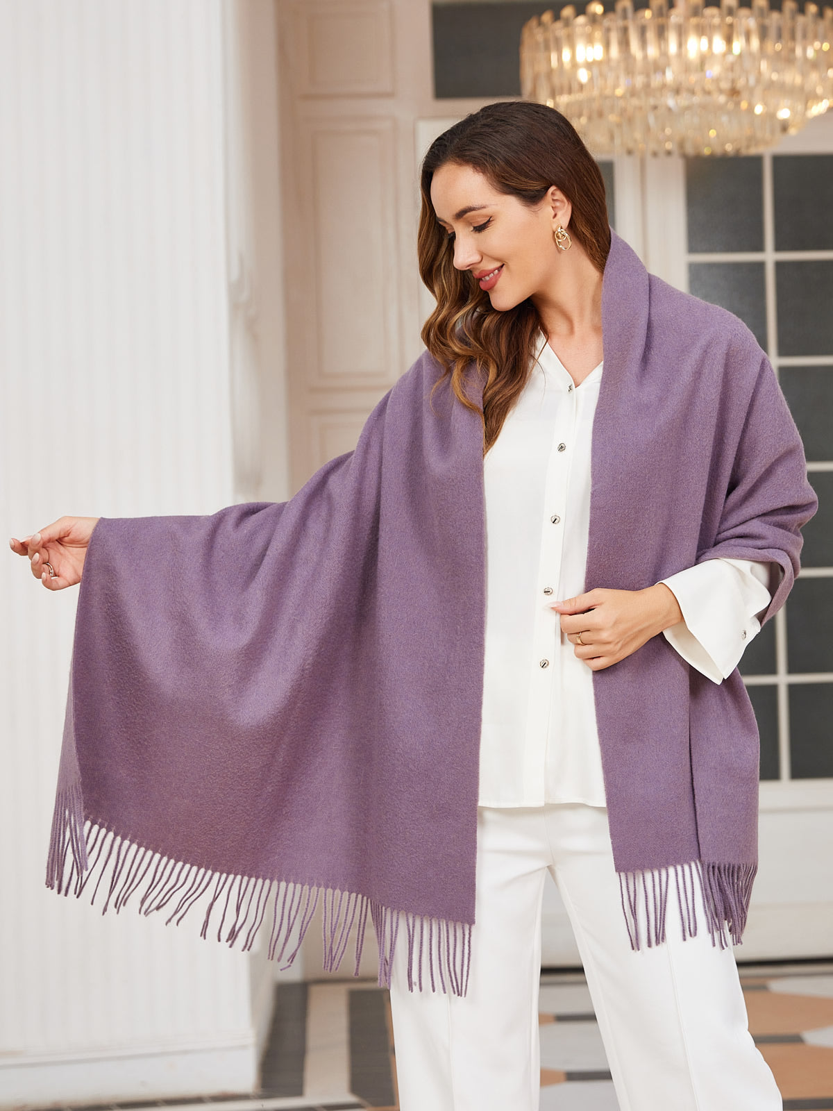 [Purple] SilkSilky-UK Wool Scarf 001