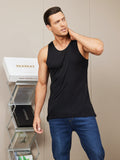 SilkSilky UK Silk Knitted Sleeveless Round Neck Men's T Shirt Black 005