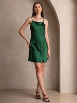 [Green] SilkSilky-UK Spaghetti Strap Cowl Neck Dress 006