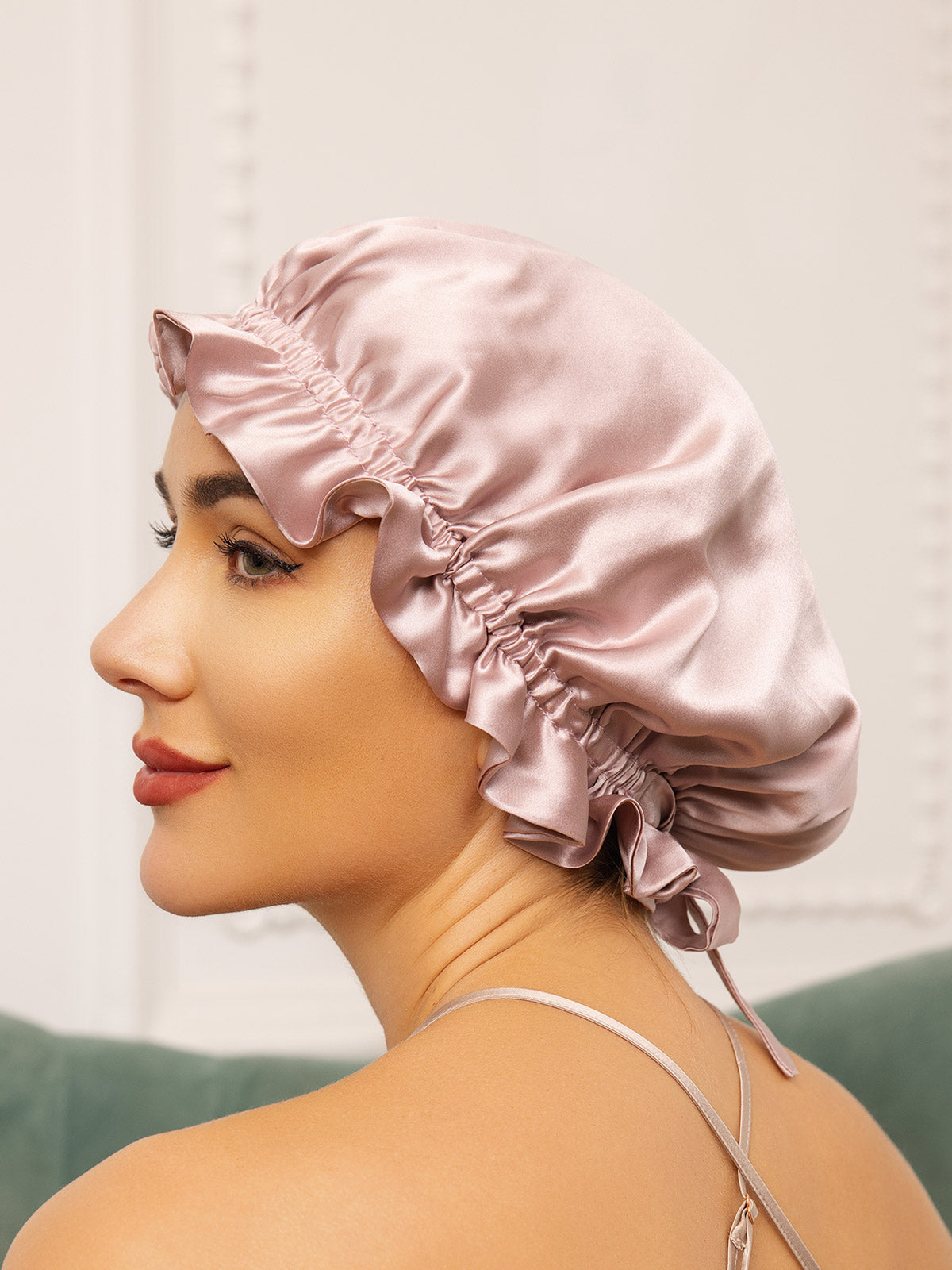 SilkSilky-UK Pure Silk Sleep Cap Pink 003