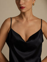 [Black] SilkSilky-UK Spaghetti Strap Cowl Neck Women's Outfit Sets 004