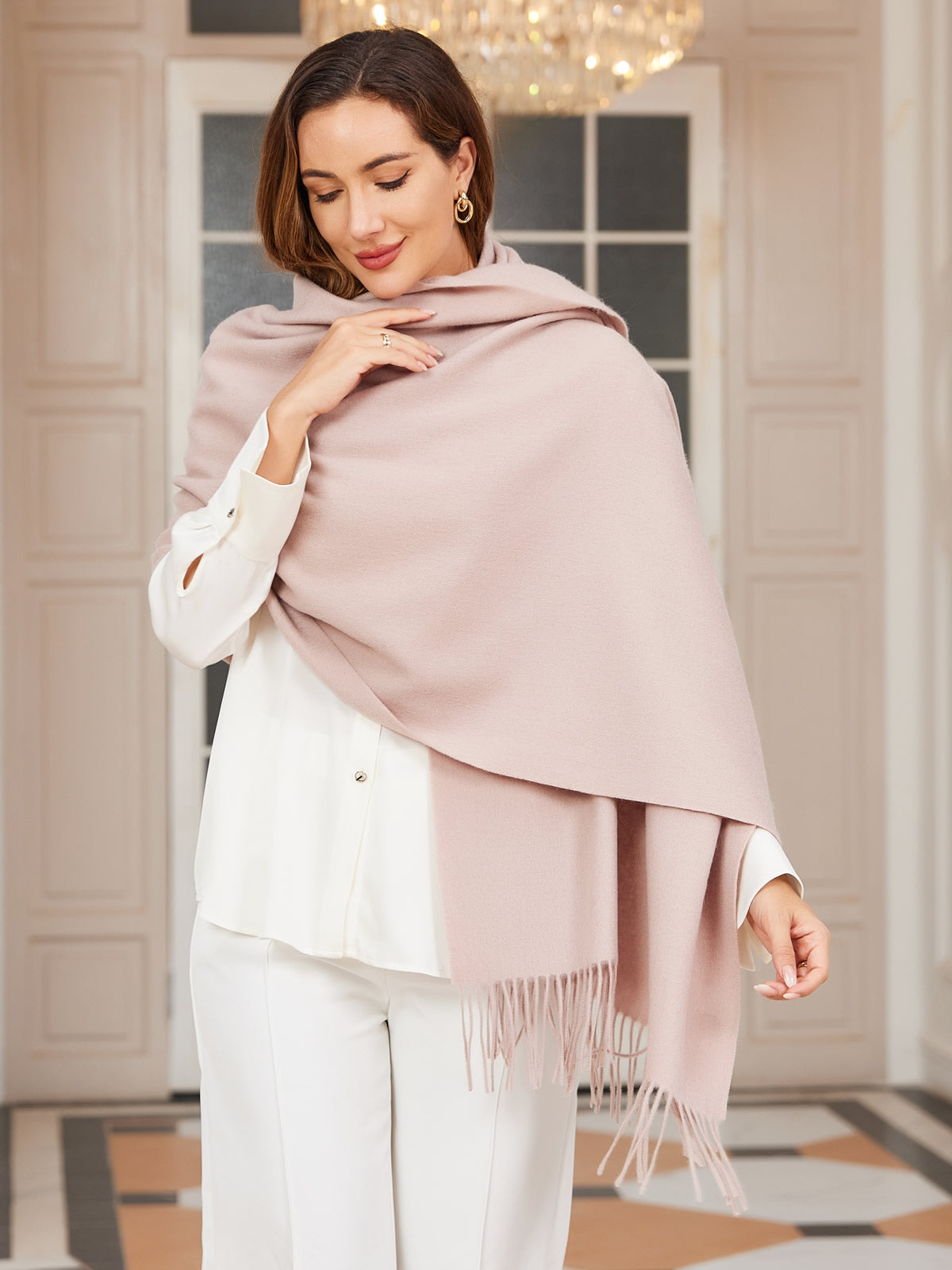 [Light Beige] SilkSilky-UK Wool Scarf 004