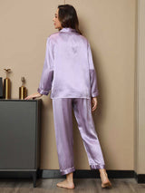 [Lavender] SilkSilky-UK Long Sleeve Notch Collar Women's Pyjamas 002