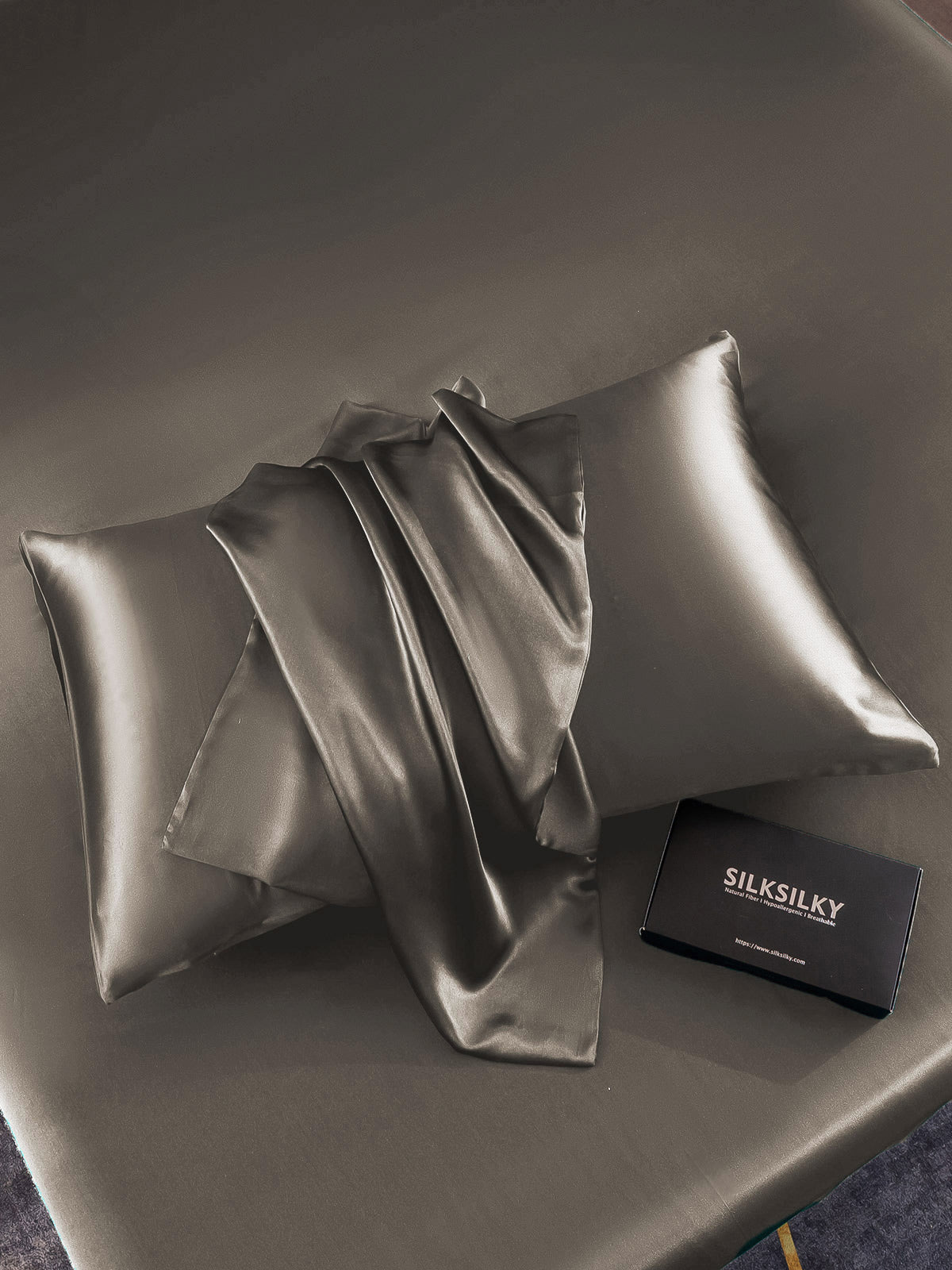 SilkSilky UK 30Momme Pure Silk Pillowcase DarkGray 005