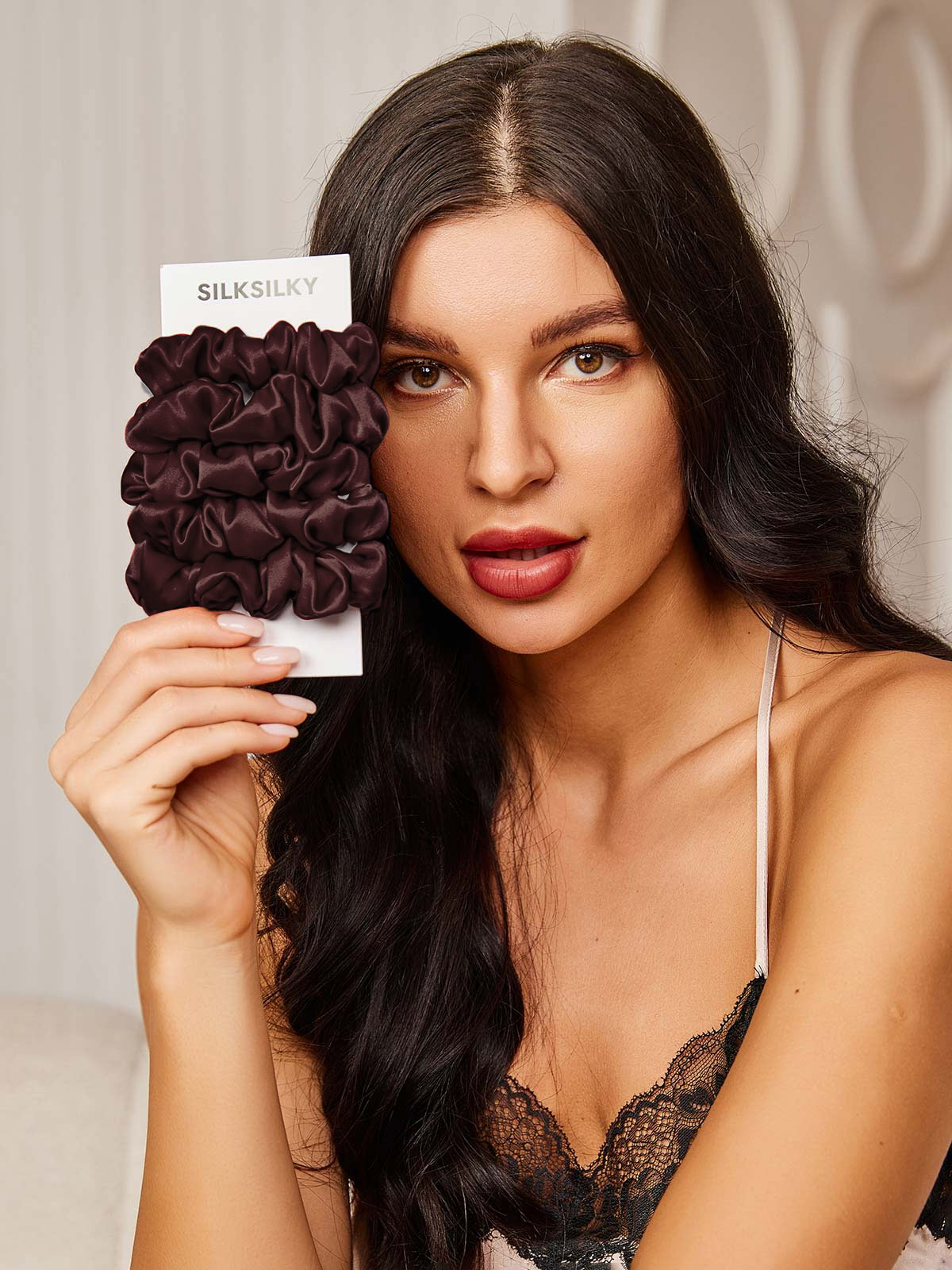 [Brown] SilkSilky-UK 19Momme Pure Silk Scrunchie 002