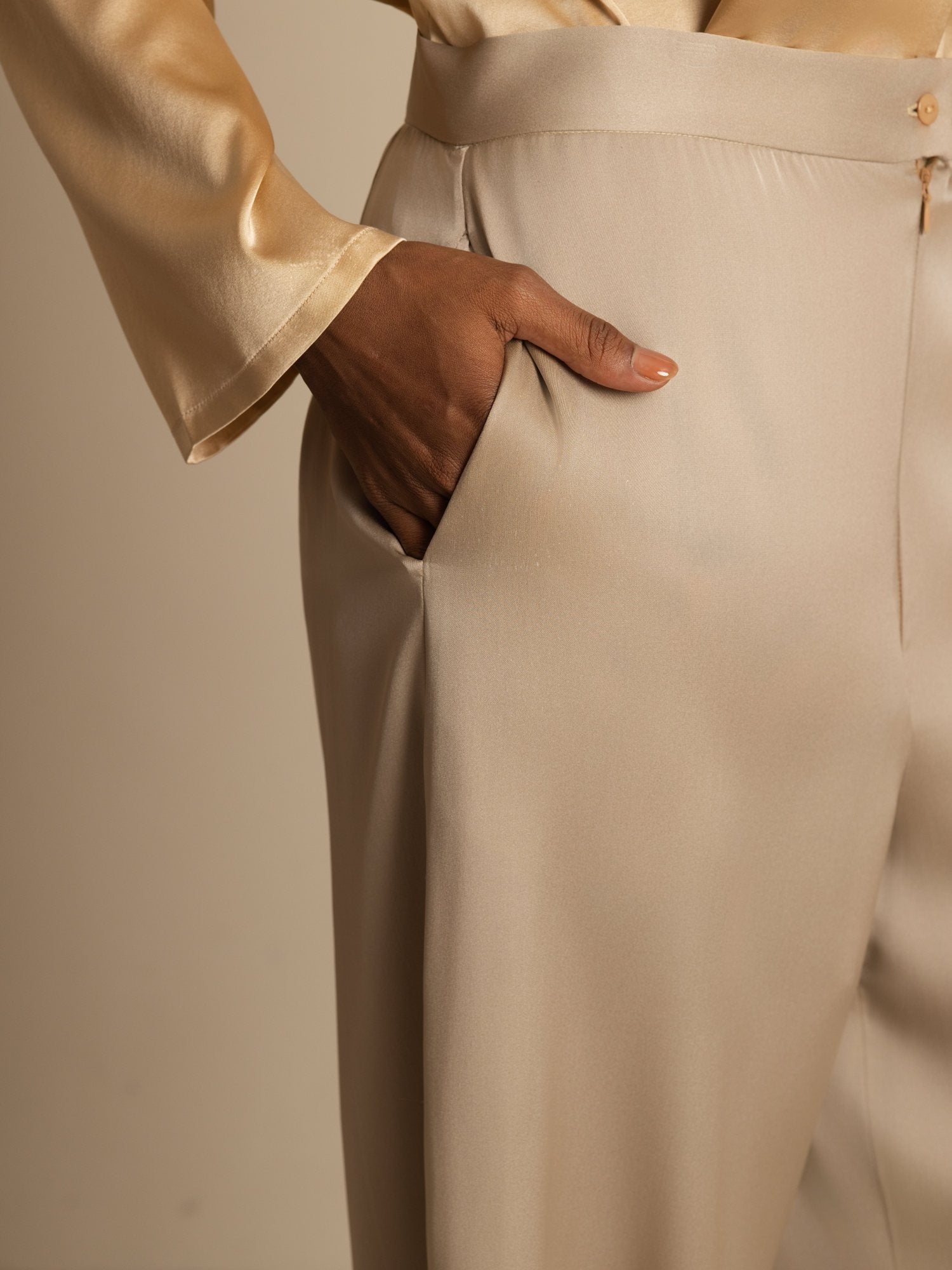 [Tan] SilkSilky-UK 19Momme Silk Womens Pants 005