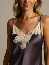 [Purple Gray] SilkSilky-UK Spaghetti Strap V Neck Nightdress 004