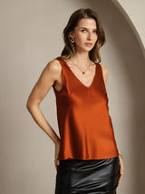 [Caramel] SilkSilky-UK Sleeveless V Neck Camisole 002