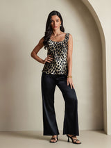 [Leopard] SilkSilky-UK 19Momme Silk U Neck Camisole 007,