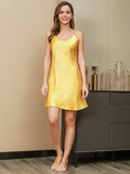 SilkSilky UK Pure Silk Sleeveless V Neck Dress Yellow 003