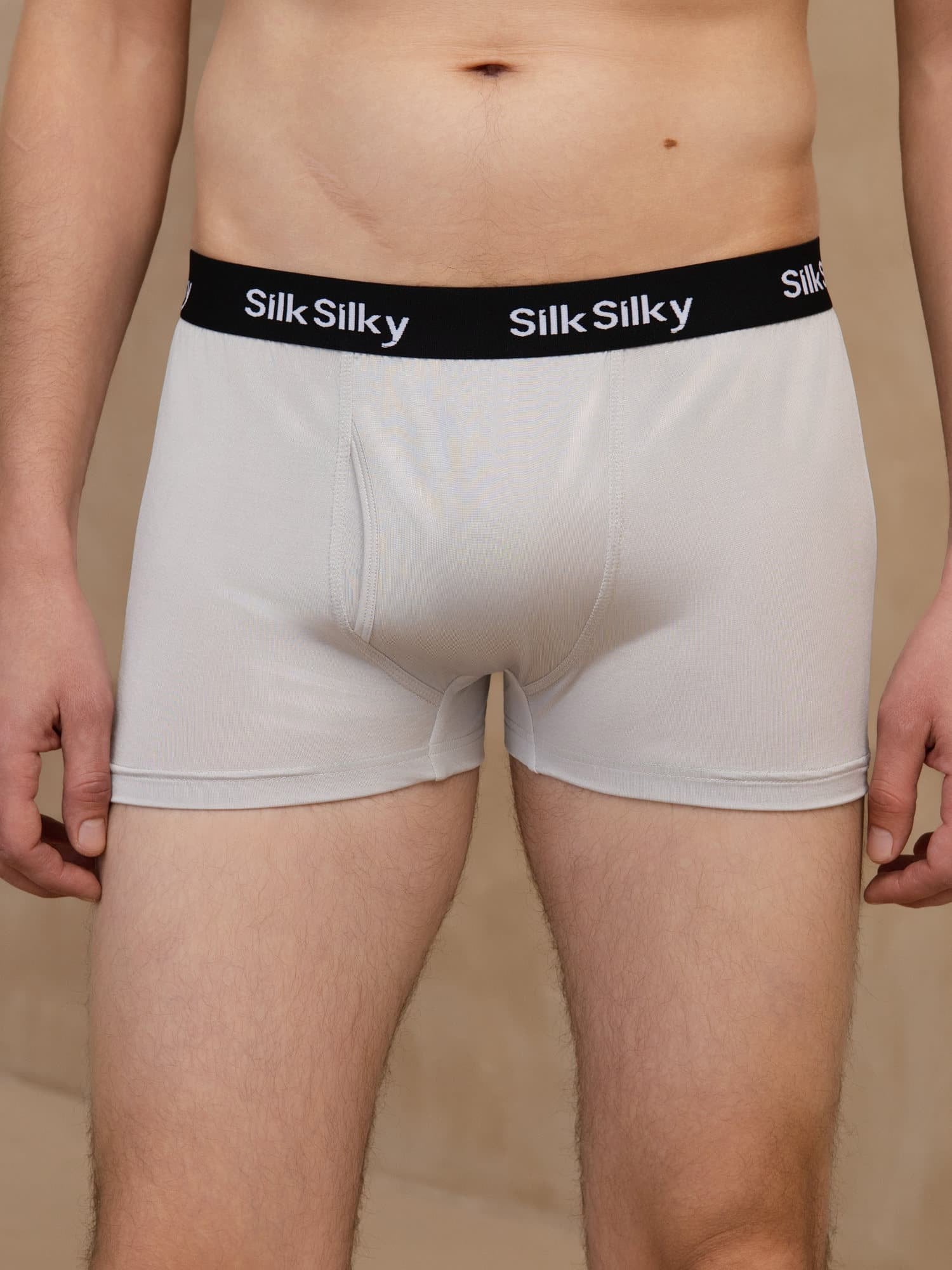 [Light Gray] SilkSilky-UK 100% Silk Jersey Men's Underwear 003