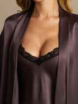 [Purple Gray] SilkSilky-UK Half Sleeve V Neck Nightdress&Dressing gowns 004
