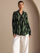 [Black Moss] SilkSilky-UK Long Sleeve Lapel Collar Blouse 003