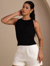 [Black] SilkSilky-UK Sleeveless Round Neck Camisole 003