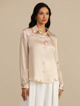 [Champagne] SilkSilky-UK Long Sleeve Lapel Collar Women's Shirt 001